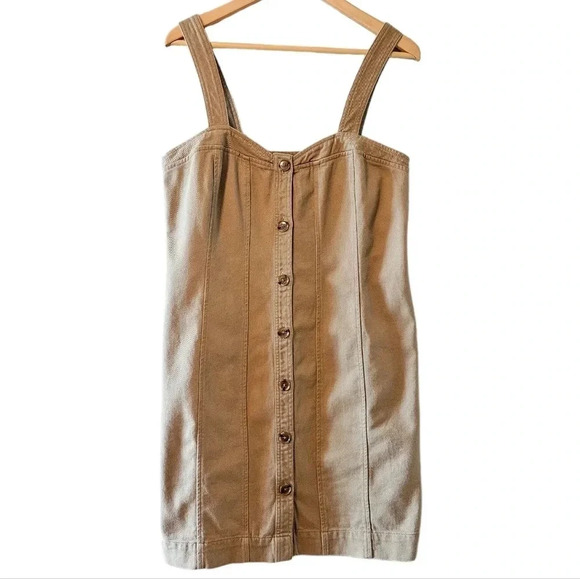 Banana Republic Casual Khaki Denim Button Down Sleeveless Mini Dress Size 10. - Picture 3 of 16
